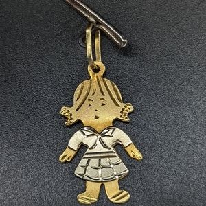 18k Yellow Gold Little Girl Charm Pendant.